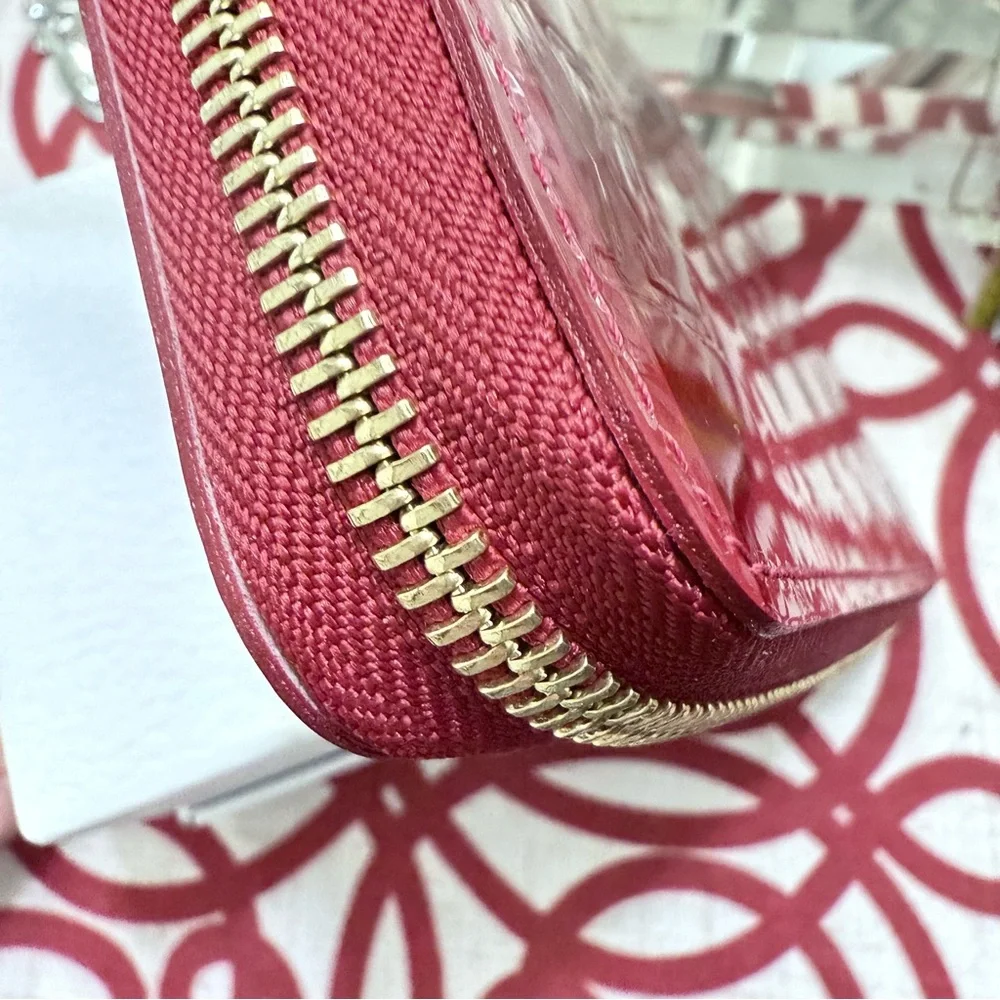 NEW! LOUIS VUITTON Monogram Vernis Rayures Zippy Wallet. Pink & Red Zip Around